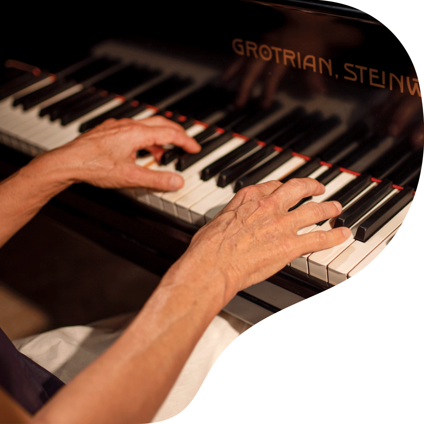Foto in Klavierform zeigt Susanne Fischer am Klavier/Piano